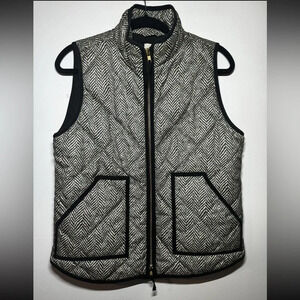J. Crew Women’s XS X Small Quilted Puffer Vest Coat Jacket Herringbone EUC